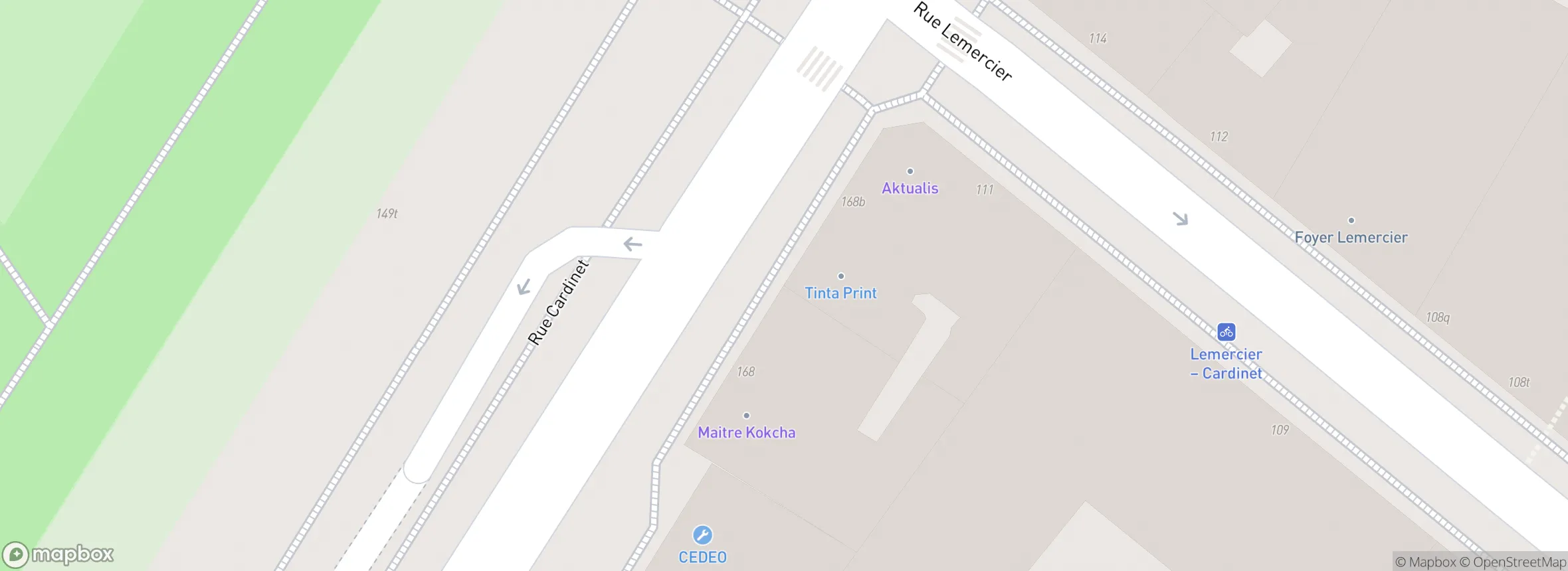 carte du 168 Rue Cardinet, 75017 Paris