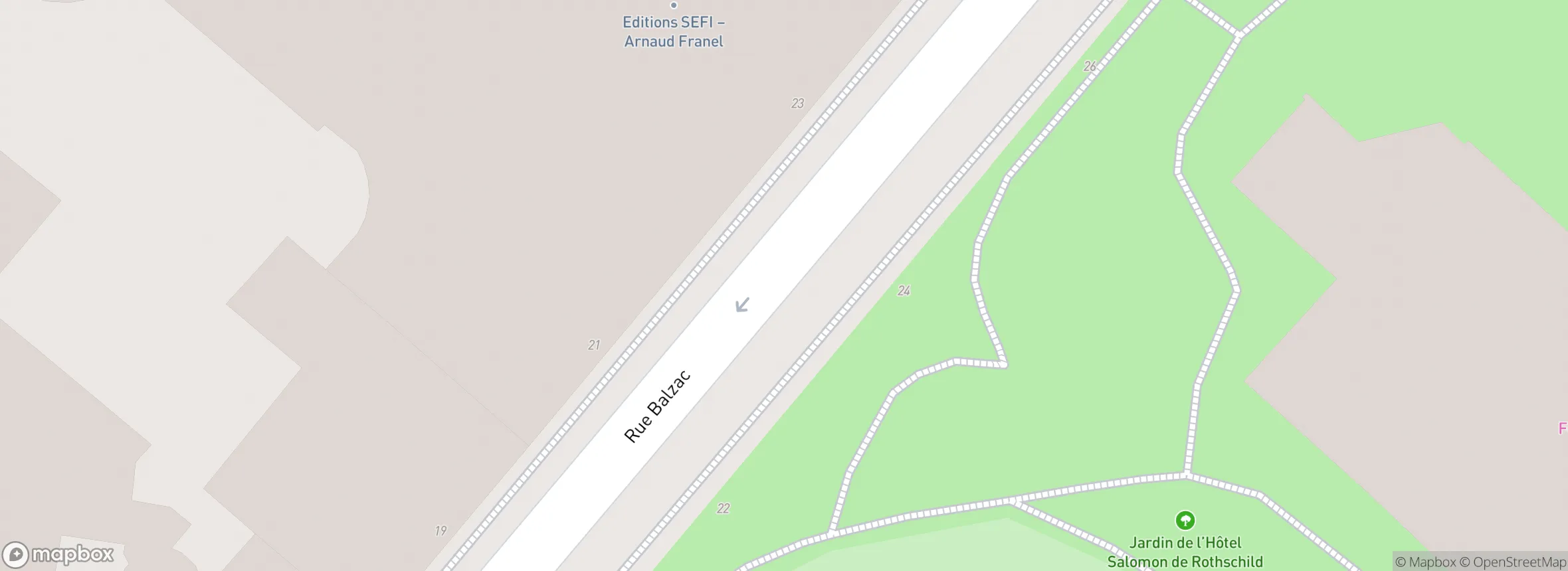 carte du 21 rue Balzac, 75008 Paris