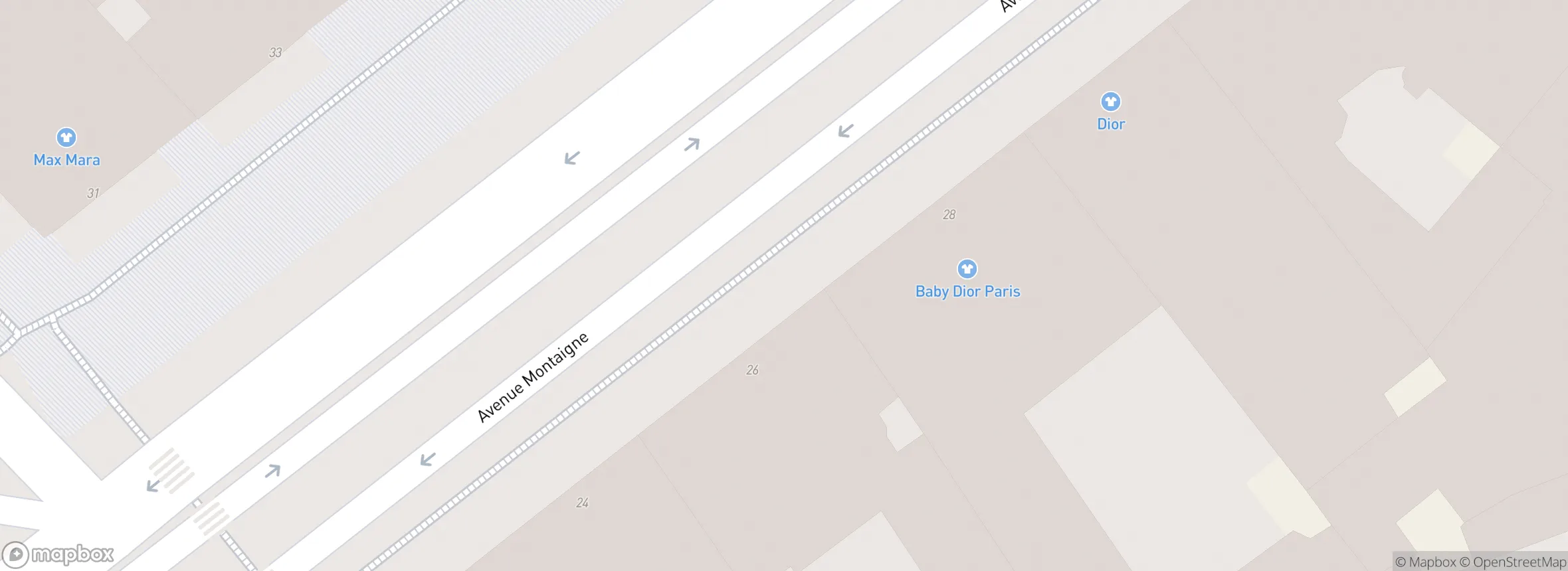 carte du 28 avenue Montaigne, 75008 Paris
