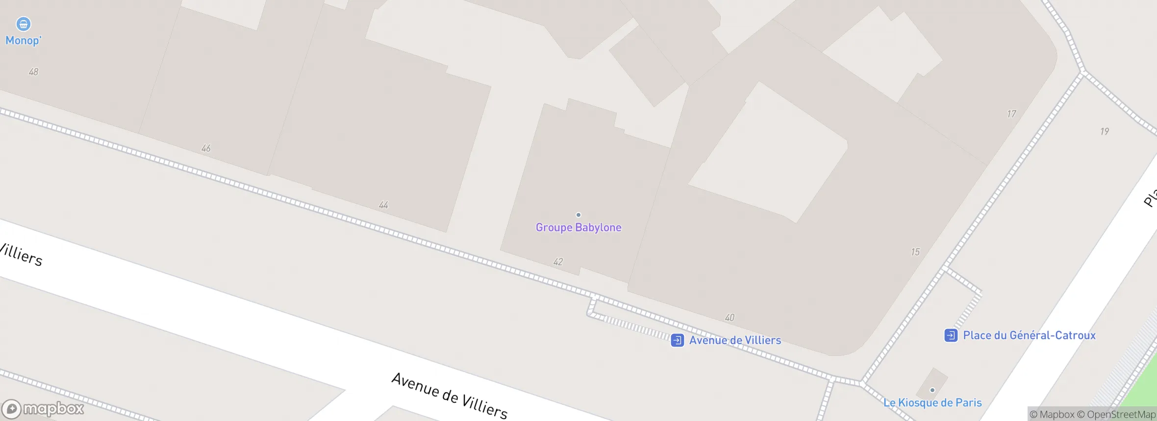 carte du 42 avenue de Villiers, 75017 PARIS